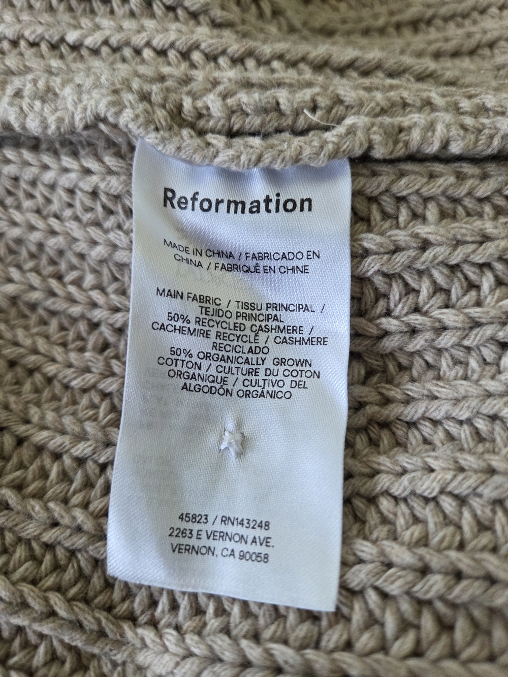 Reformation Taupe Ribbed Button-Front Cardigan - Picture 6 of 9